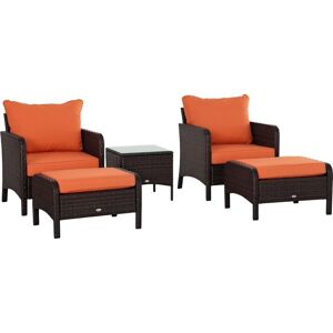 Outsunny - 5 Pieces Outdoor Patio Furniture Set Wicker Conversation Set Brown
