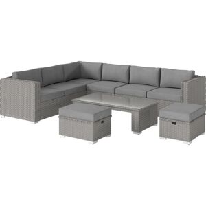 6PC pe Rattan Corner Sofa Set Outdoor Conservatory Furniture w/ Cushion - Outsunny