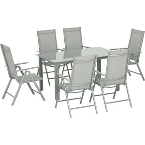 Outsunny - 7 Piece Garden Dining Set, Outdoor Table and 6 Chair, Aluminium Grey