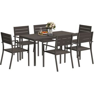 Outsunny - 7 Piece Garden Furniture Set with Table and 6 Stackable Chairs