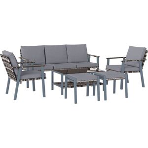 Outsunny - 7 Seater Rattan Garden Furniture Set with Glass Coffee Table Grey