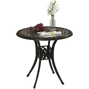 78 cm Round Garden Dining Table with Parasol Hole, Bronze Tone - Outsunny