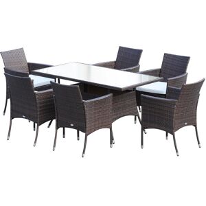 Outsunny - 7pc Rattan Garden Furniture Dining Set Wicker Patio Conservatory Brown