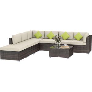 8pc Rattan Sofa Garden Furniture Aluminium Outdoor Patio Set Mixed Brown - Outsunny