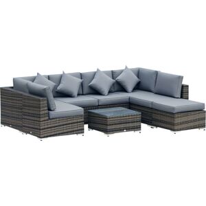 Outsunny - 8pc Rattan Sofa Garden Furniture Aluminium Outdoor Patio Set Grey