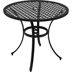 Outsunny - Cast Aluminium Bistro Table with Umbrella Hole for Balcony, Black