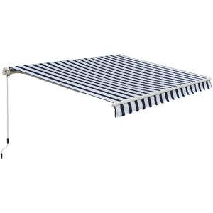 Outsunny - homcom Garden Patio Manual Awning Canopy Sun Shade Shelter Blue & White