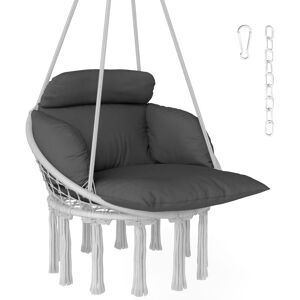 Outsunny - Hammock Chair, Boho Hanging Swing Chair with Cushion, Dark Grey
