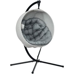 Outsunny - Hanging Egg Chair Outdoor Indoor Swing Chair, Folding Basket, Grey