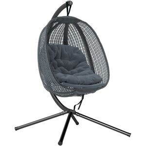 Outsunny - Hanging Swing Chair w/ Thick Cushion, Patio Hanging Chair, Dark Grey