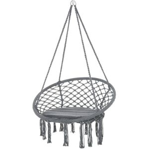 Outsunny - Macrame Hanging Chair Swing Hammock for Indoor & Outdoor Use Grey
