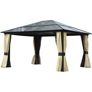 4 x 3.6m Hardtop Gazebo Canopy w/ Polycarbonate Roof & Aluminium Frame - Outsunny