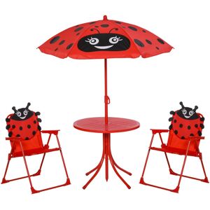 Kids Outdoor Bistro Table and Chair Set Garden Patio Adjustable Parasol Red - Outsunny