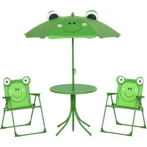 Kids Outdoor Bistro Table and Chair Set Garden Patio Adjustable Parasol Green - Outsunny