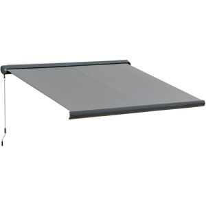 Outsunny - led Light Cassette Electric/Manual Awning Window Sun Shade Grey 3 x 2.5m