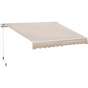 Outsunny Manual Retractable Awning Garden Shelter Canopy Beige