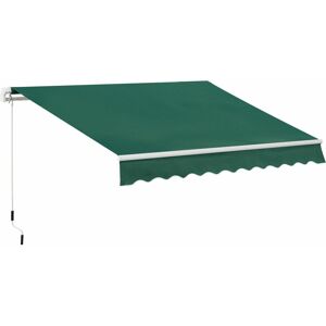 Outsunny - Manual Retractable Awning Garden Shelter Canopy Green