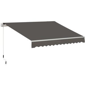 Outsunny - Manual Retractable Awning Garden Shelter Canopy Grey