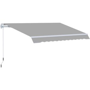Outsunny - Manual Retractable Awning Garden Shelter Canopy Light Grey