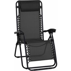 Outsunny - Zero Gravity Chair, Reclining Lounger w/ Pillow Black