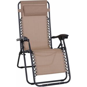 Outsunny - Zero Gravity Chair, Reclining Lounger w/ Pillow Beige