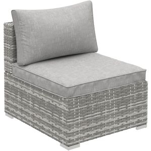 Outdoor Garden Furniture Rattan Single Middle Sofa w/ Cushions Grey - Outsunny