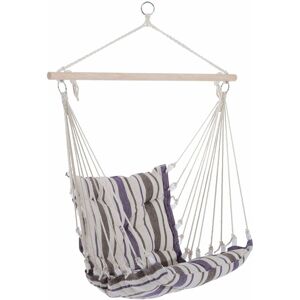 Outdoor Hammock Cushioned Chair Patio Swing Seat Wooden Brown Stripe - Outsunny