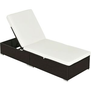 Outsunny - Patio Rattan Chaise Lounge Garden Pool Wicker Sun Lounger Adjustable Brown