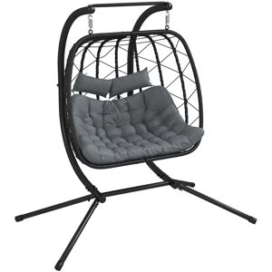 Outsunny - pe Hanging Swing Chair w/ Thick Cushion, Patio Hanging Chair, Black