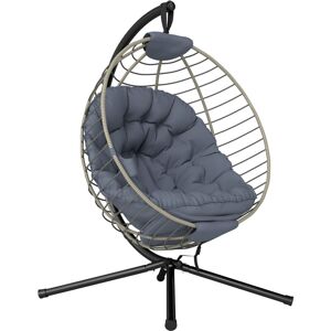 Outsunny - pe Rattan Hanging Swing Chair w/ Stand & Cup Holder, Grey