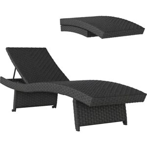 Outsunny - pe Rattan Sun Lounger with 4-Level Adjustable Backrest, Black