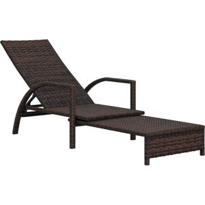 Outsunny - pe Rattan Sun Lounger with 4-Level Adjustable Backrest, Mixed-brown