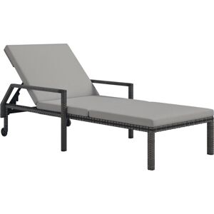Outsunny - Rattan Wicker Chaise Sun Lounger Garden w/ Adjustable Backrest & Wheels Grey