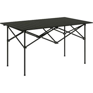 Portable Folding Camping Table w/ Roll Up Aluminium Top Carry Bag Black - Outsunny