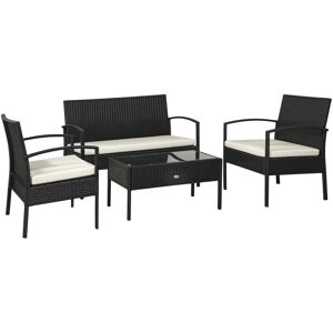 Rattan Sofa Set Garden Furniture Outdoor Patio Wicker Weave Chair Table - Outsunny
