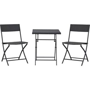 Outsunny - 3PC Bistro Set Rattan Furniture Garden Folding Chair Table Brown