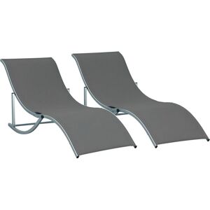 Outsunny - Set of 2 Zero Gravity Lounge Chair Recliners Sun Lounger Grey