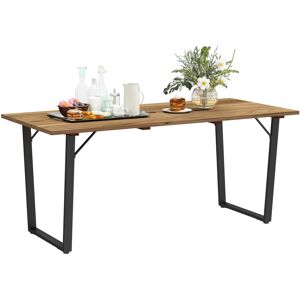 Outsunny - Wooden Garden Table for 6 with 5cm Parasol Hole for Balcony Terrace