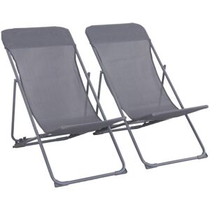 Sweeek - Pair of steel sun loungers, Livorno, Anthracite, 83x88x95 cm