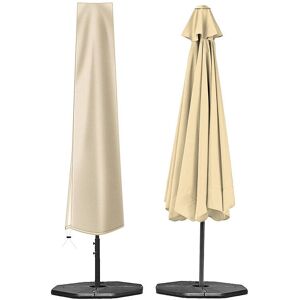 Linghhang - Parasol Cover, Heavy Duty 210D Oxford Fabric Waterproof Anti-UV Double Layer Parasol Cover with Zipper (190×30×50cm,Beige) GrooFoo