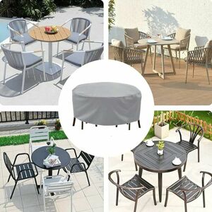 DEWDAT Patio Furniture Cover - Grey, 80x58cm, Tear Resistant 210D Oxford Fabric - Waterproof, Windproof, Anti-UV, Round Garden Table Cover, And Suitable For