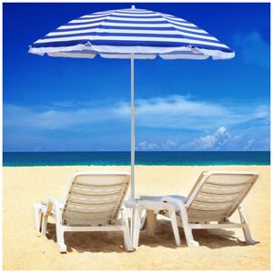 Green Bay - Patio Garden Beach Parasol Sunshade Sun Umbrella Outdoor Tilting Folding Blue-White 180cm