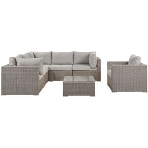 BELIANI Garden Lounge Set with Table 6 Seater CONTARE Right Hand Modular PE Rattan Taupe