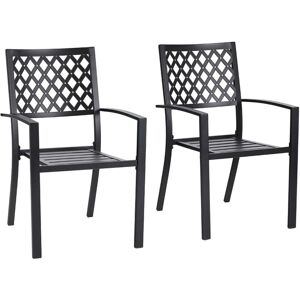 Phivilla - 2 Packs Garden Chairs Dinning Chairs Patio Outdoor Dining Chairs Set of 2 Stackable Bistro Deck Chairs for Garden Backyard Lawn