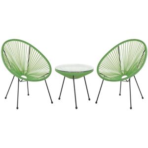 Beliani - Mid Century Modern Garden Bistro Set Table and Chairs 3 Piece Green Acapulco ii