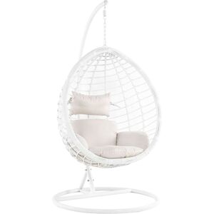 Beliani - Wicker Hanging Egg Chair with Stand Swing Seat White pe Rattan Fano