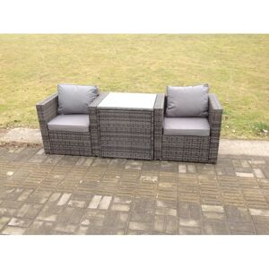 Fimous Rattan Sofa Single Arm Chair Garden Patio Furniture Set With Coffee Table 2 Seater