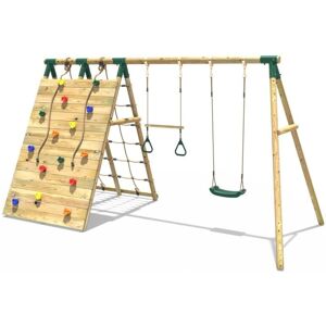 Rebo - Beat The Wall Wooden Swing Set with Double up & Over Climbing Wall – Pinnacle