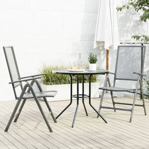Bonnevie - Reclining Garden Chair Set 3 pcs,Outdoor Chair Anthracite Powder-coated Steel VSVS343244