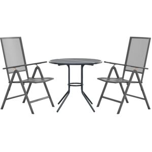 Reclining Garden Chair Set 3 pcs Anthracite Powder-coated Steel Vidaxl